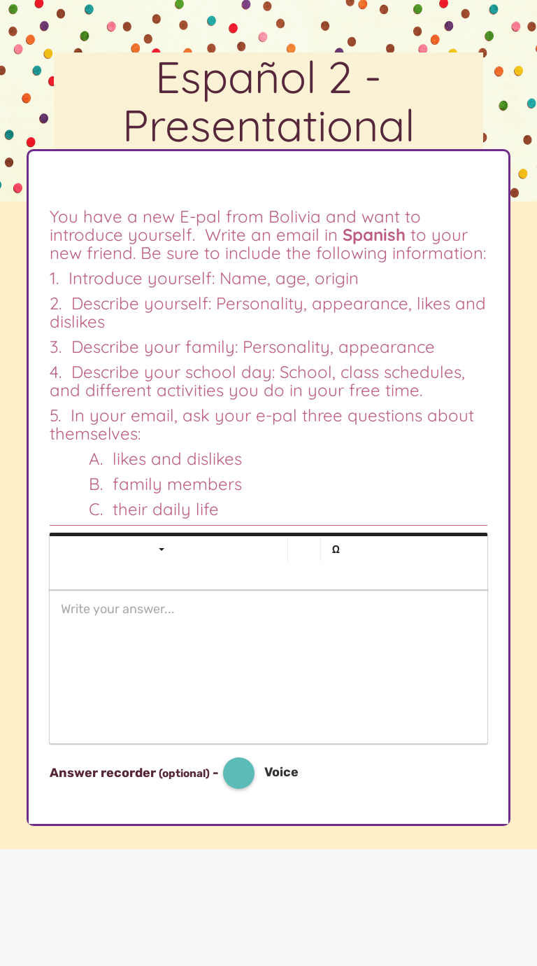 Español 2 - Presentational worksheet preview image