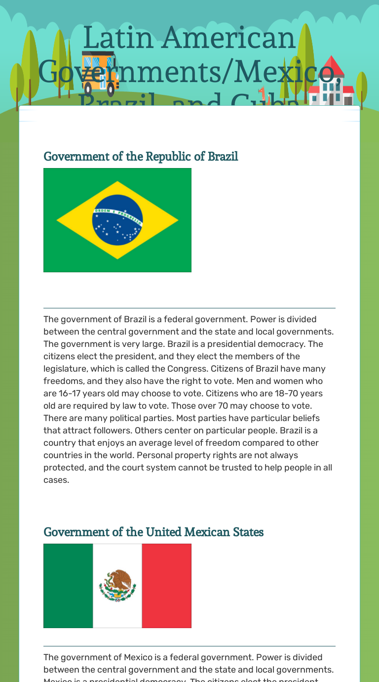 Latin American Governments/Mexico, Brazil, and Cuba worksheet preview image