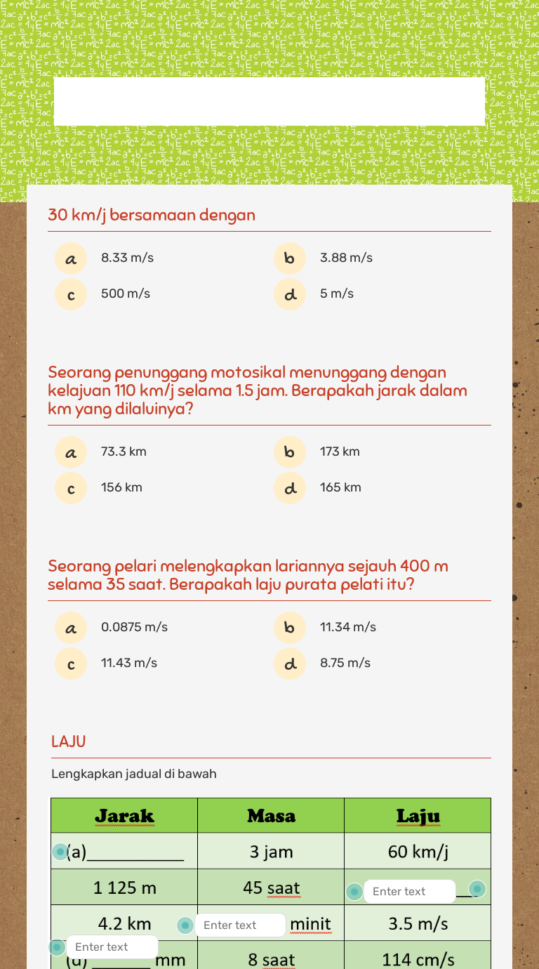 TUTORIAL 20/8/2021 BAB 9 : LAJU & LAJU PURATA worksheet preview image