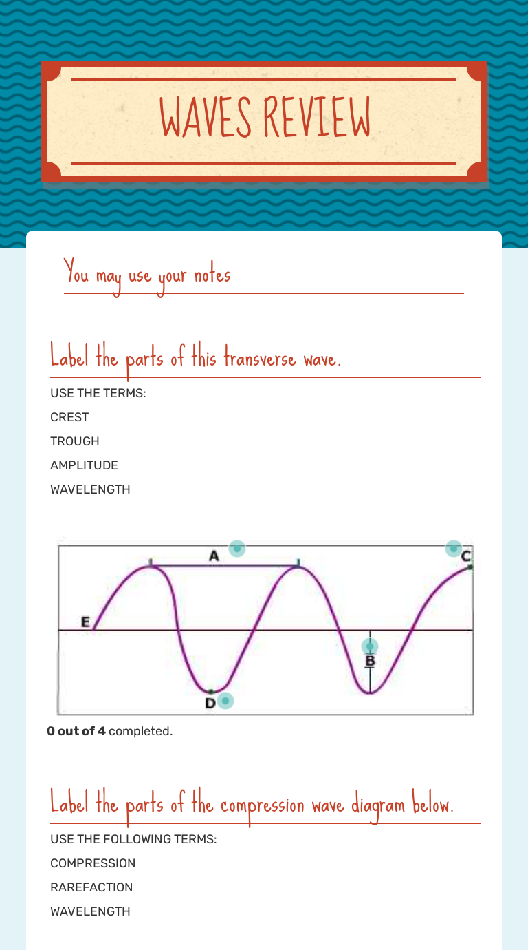 Waves Review Interactive Worksheet By Martina Smith Wizer Me