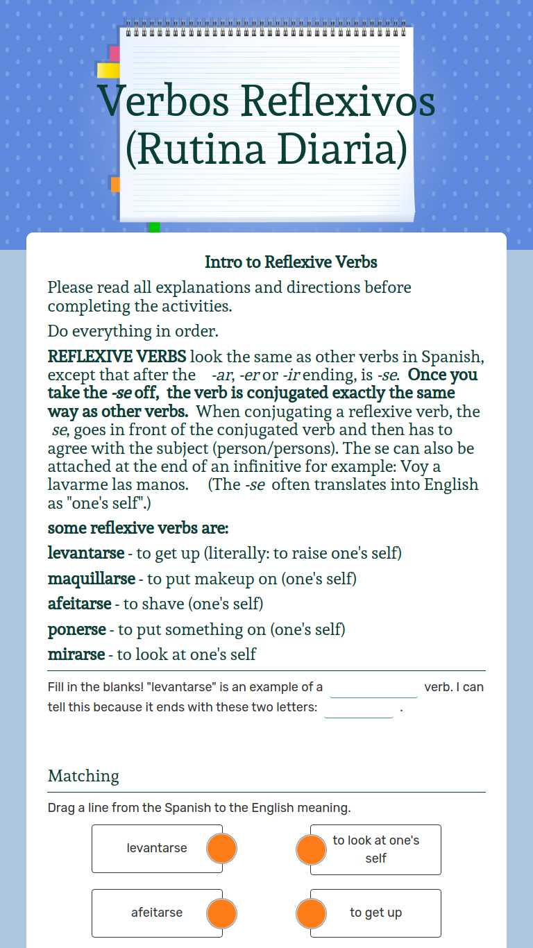 Verbos Reflexivos Rutina Diaria Interactive Worksheet By Jake Hulberg Wizerme 6115