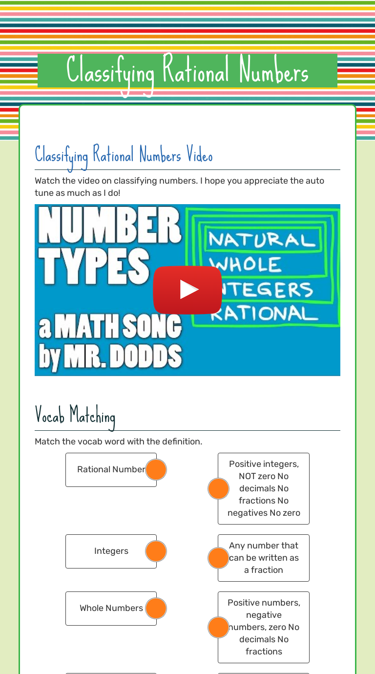 Classifying Rational Numbers  Interactive Worksheet by Michelle Within Classifying Rational Numbers Worksheet