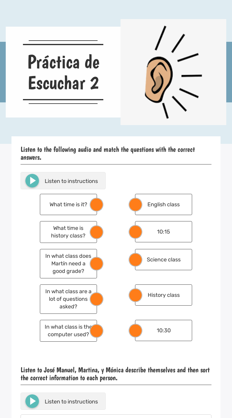Práctica de Escuchar 2 worksheet preview