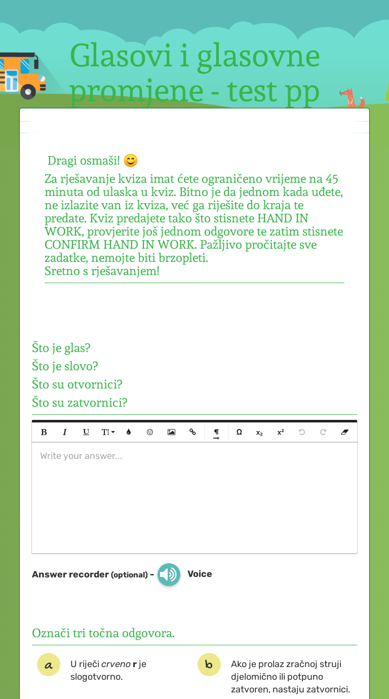 Glasovi I Glasovne Promjene - Test Pp | Interactive Worksheet By Sonja ...