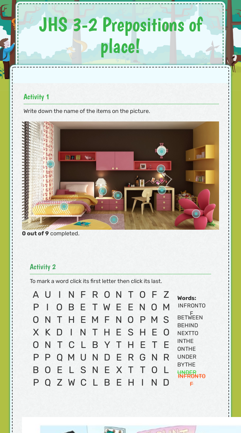 JHS 3-2 Prepositions of place! worksheet