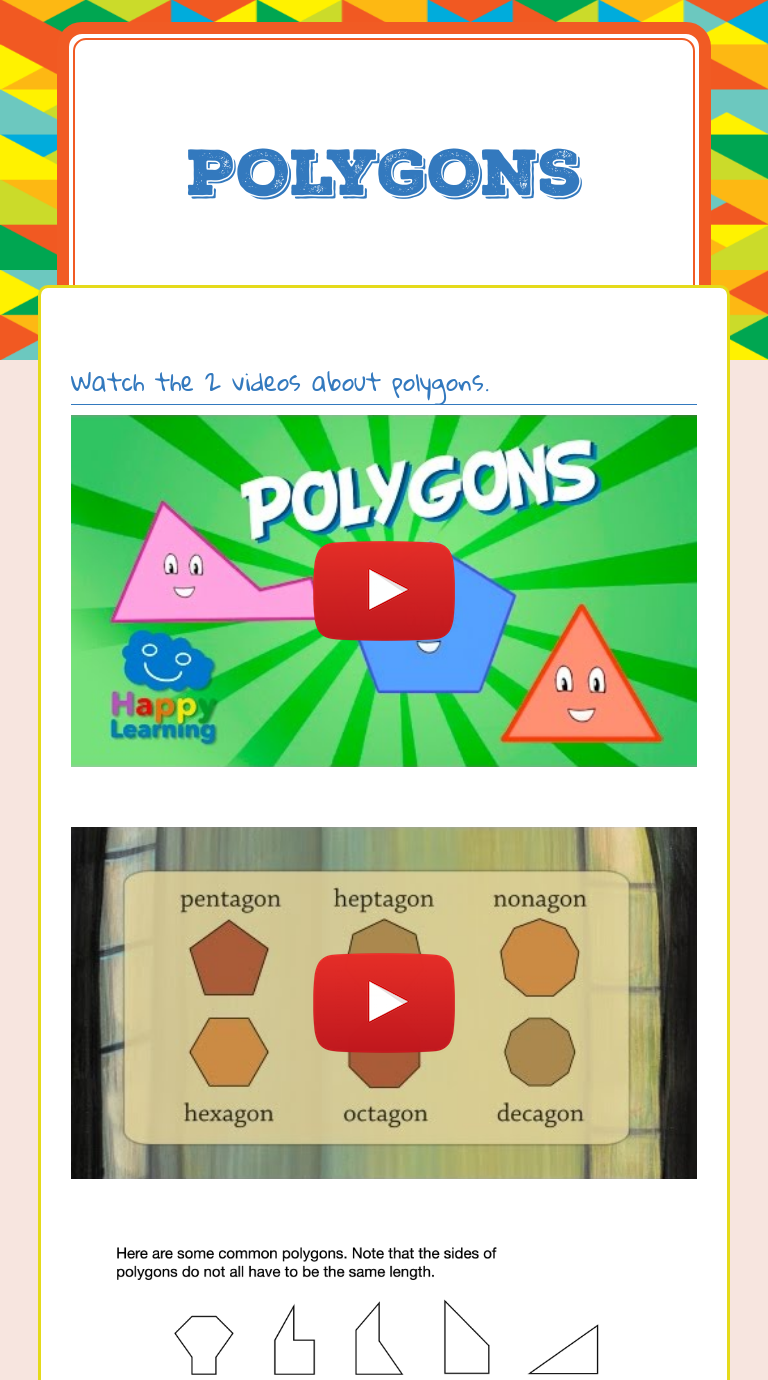 Polygons Grade 4 worksheet preview