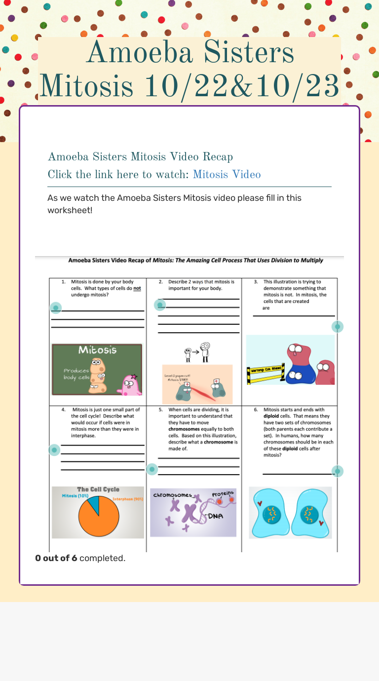 Amoeba Sisters Mitosis 10 22 10 23 Interactive Worksheet By Olivia Blake Wizer Me