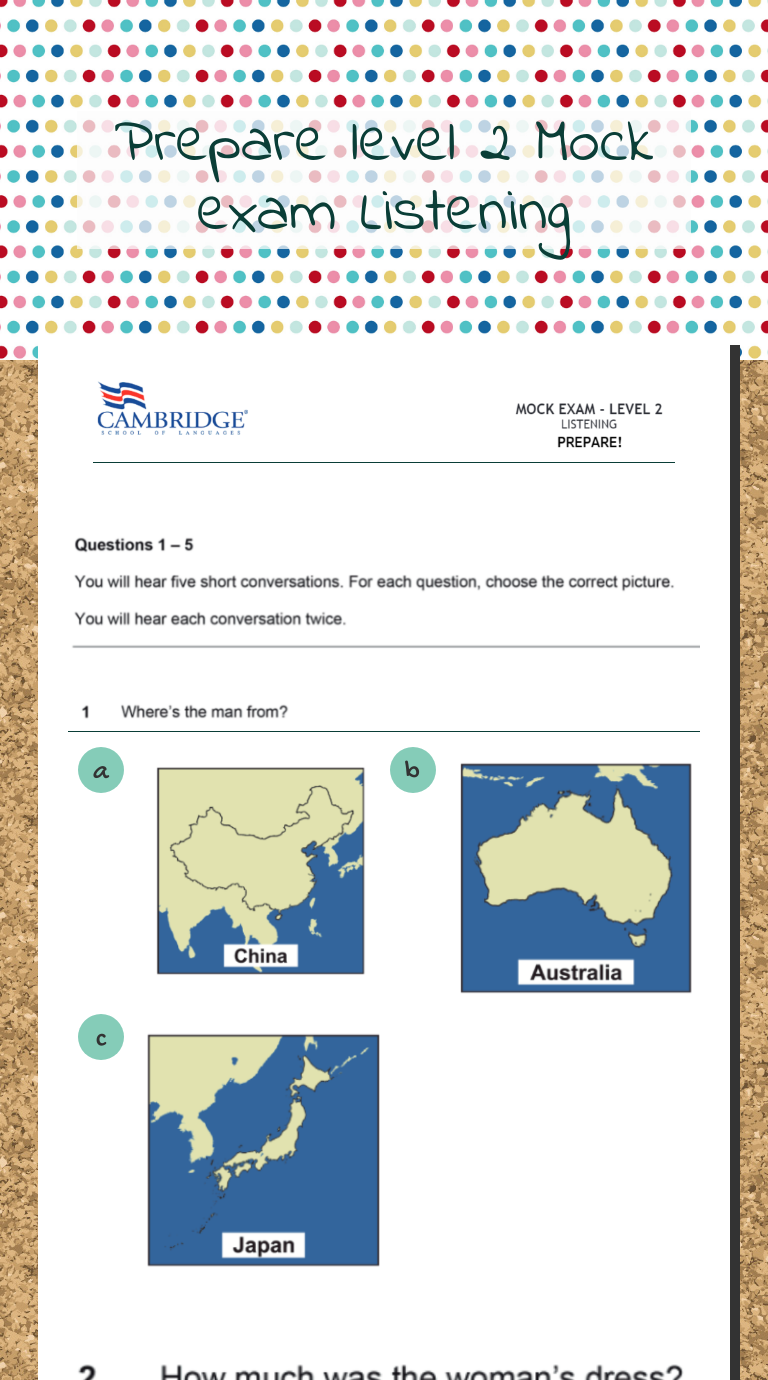 Prepare level 2
Mock exam Listening worksheet preview