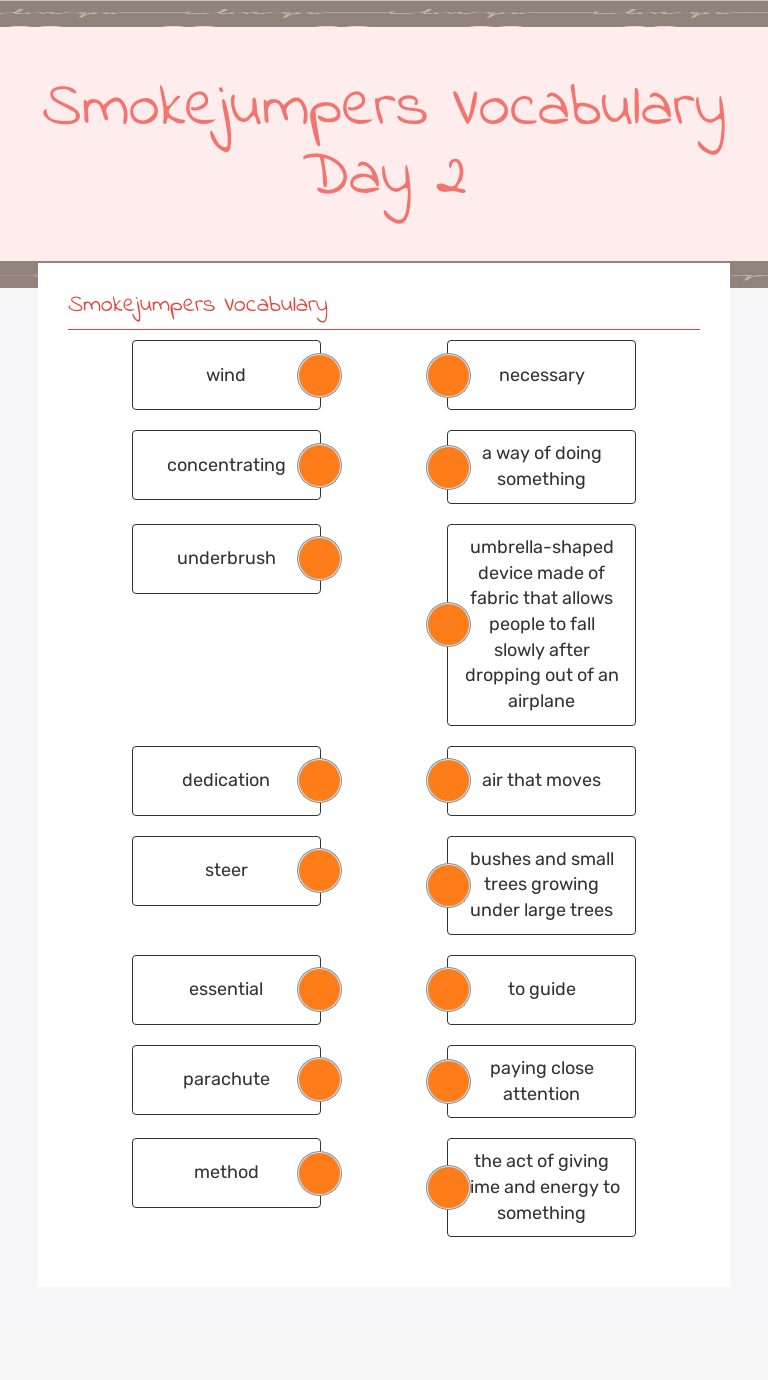 Smokejumpers Vocabulary Day 2 worksheet preview image
