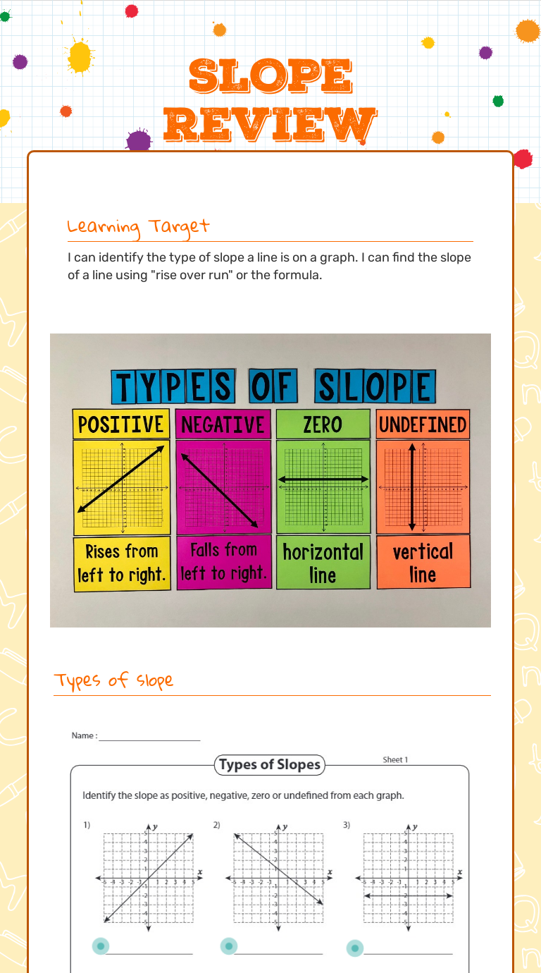 SLOPE REVIEW worksheet preview image
