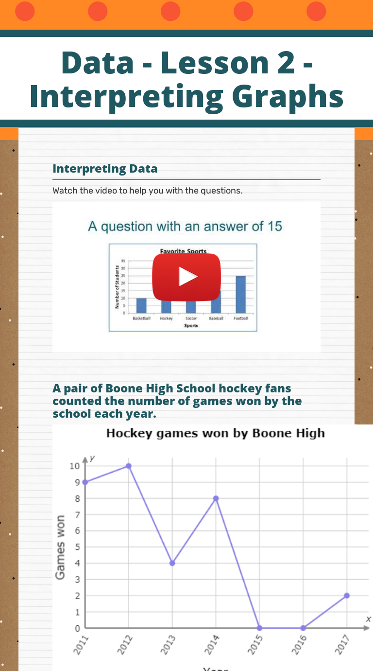 Data - Lesson 22 - Interpreting Graphs  Interactive Worksheet by With Regard To Interpreting Graphs Worksheet High School