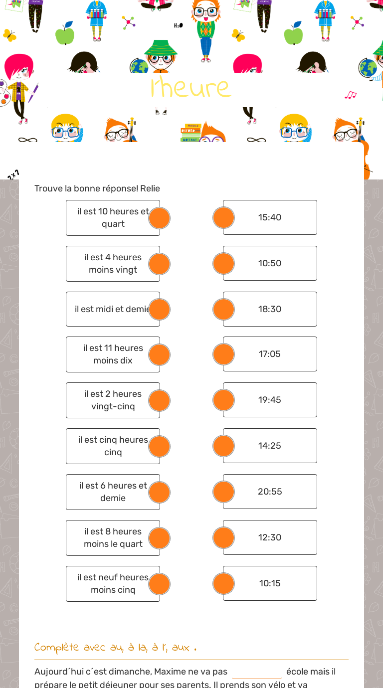 l´heure worksheet preview image