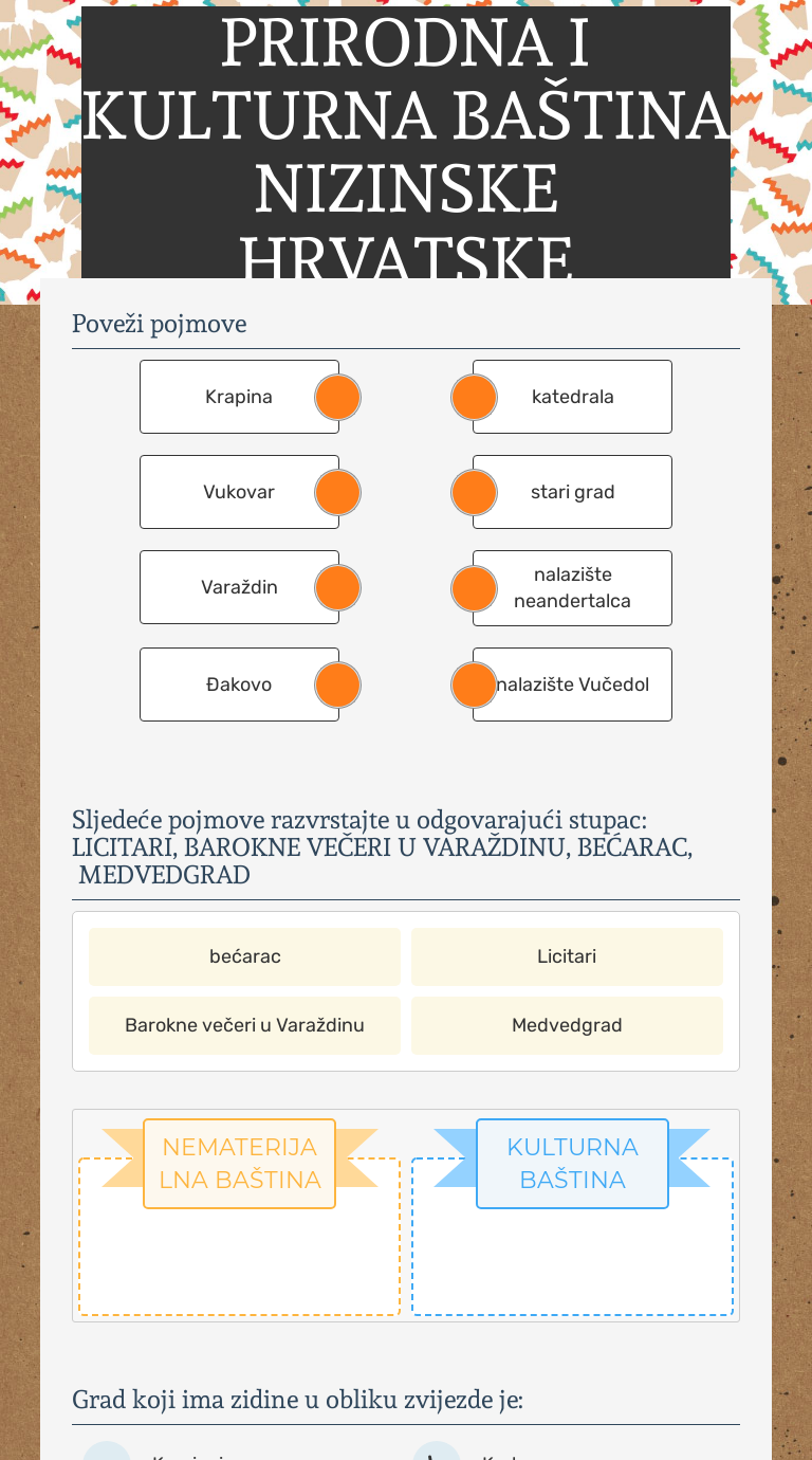 PRIRODNA I KULTURNA BAŠTINA NIZINSKE HRVATSKE worksheet preview image