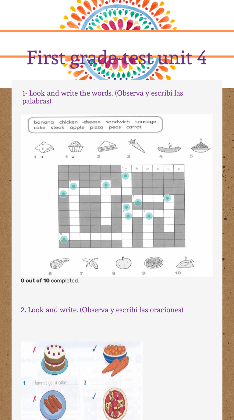 First grade-test unit 4 Grade 1 worksheet preview