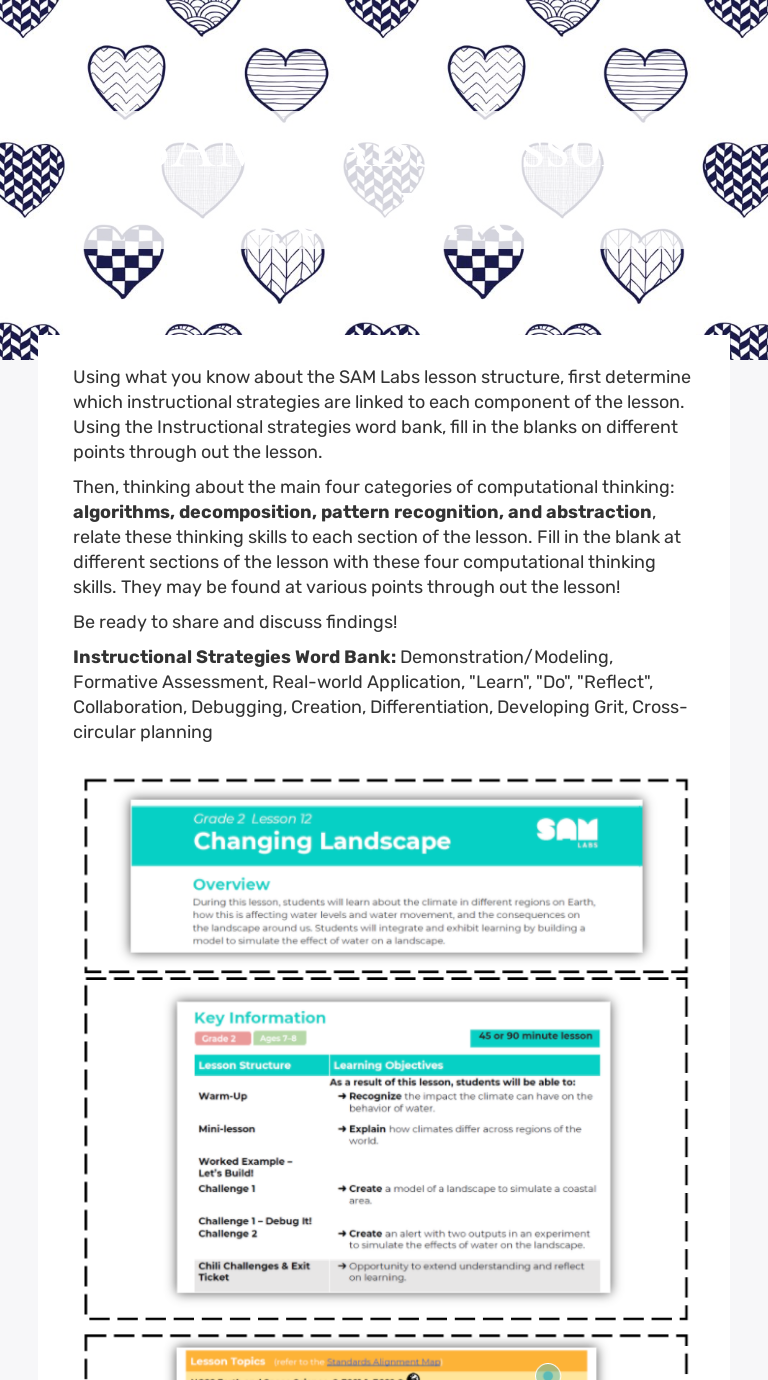 SAM LABs Lesson Deep Dive worksheet preview image