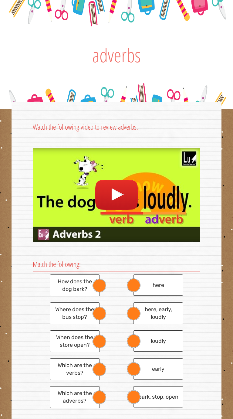 adverbs worksheet preview image