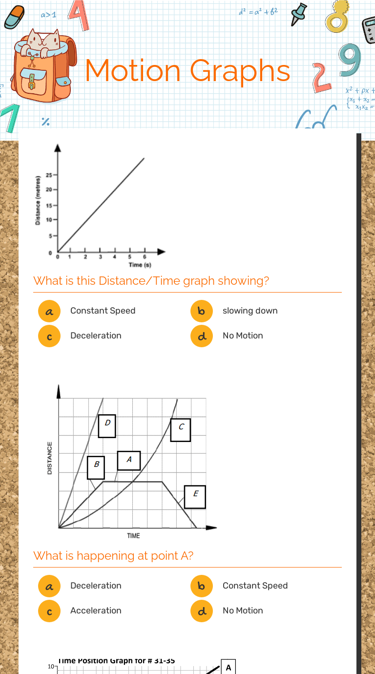 Motion Graphs  Interactive Worksheet by Iris Garza  Wizer.me Intended For Motion Graphs Worksheet Answer Key