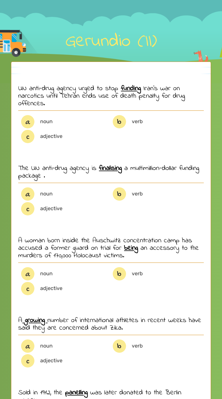 Gerundio (II) worksheet preview image