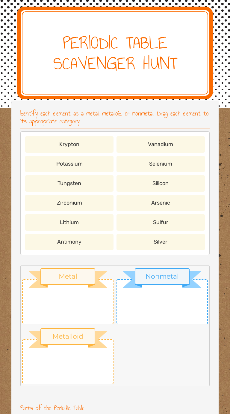 Periodic Table Scavenger HunT | Interactive Worksheet By Stephanie ...