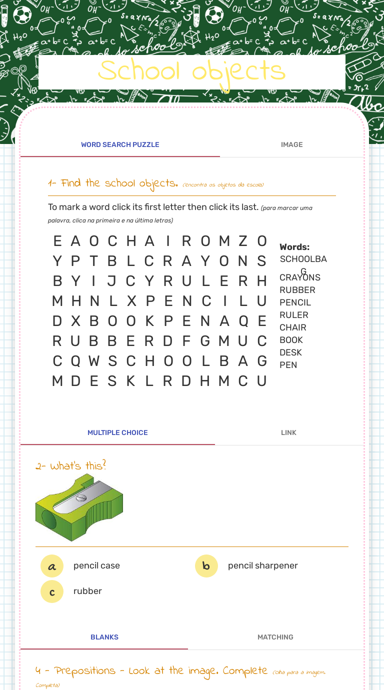 School Objects Interactive Worksheet By Isabel Cruz Wizer Me