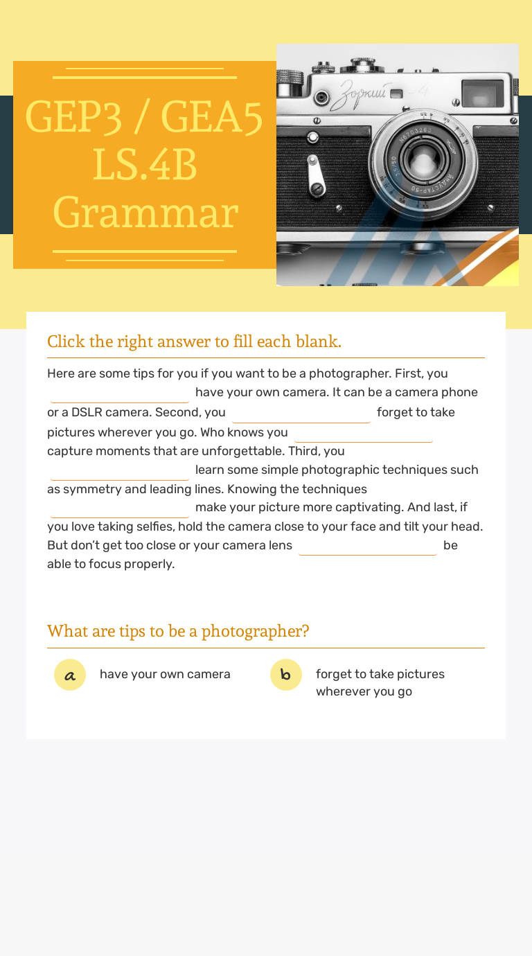 GEP3 / GEA5
LS.4B
Grammar Grade 9 worksheet preview
