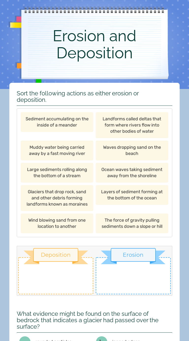 Erosion and Deposition worksheet preview image