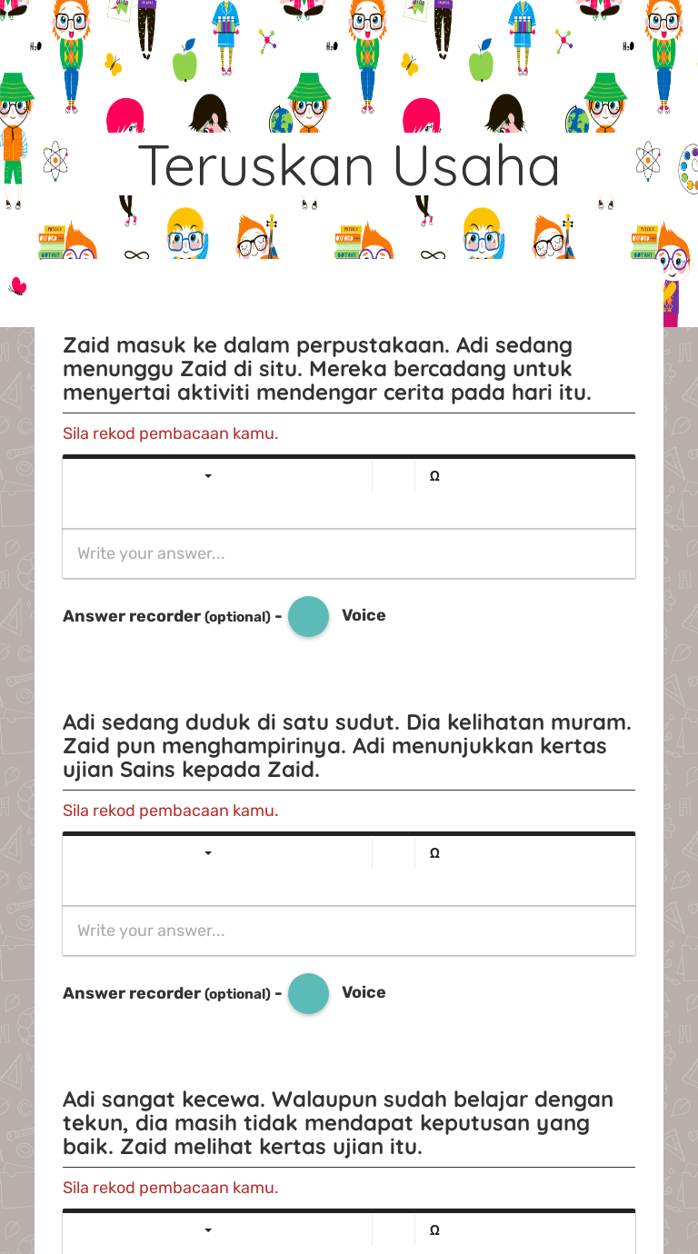 Teruskan Usaha worksheet preview image