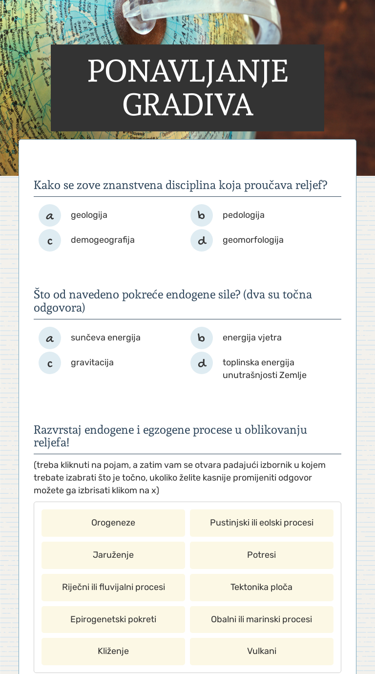 PONAVLJANJE GRADIVA worksheet preview image
