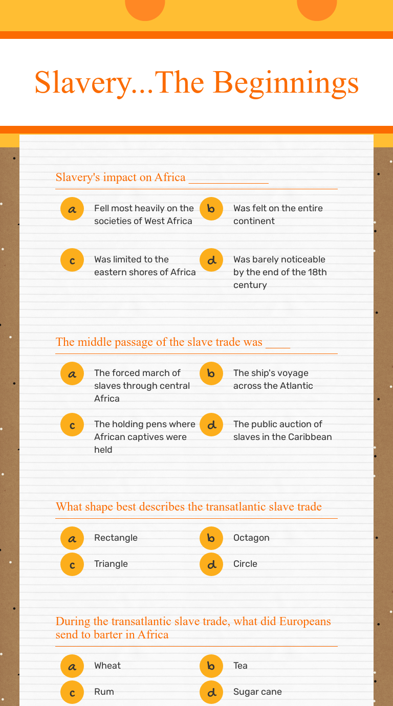 Slavery...The Beginnings | Interactive Worksheet By Antoinette Dirda ...