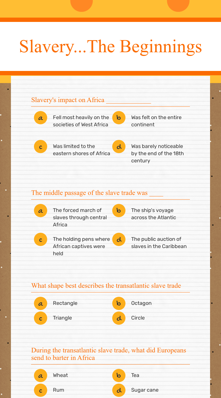 Slavery...The Beginnings | Interactive Worksheet by Antoinette Dirda ...