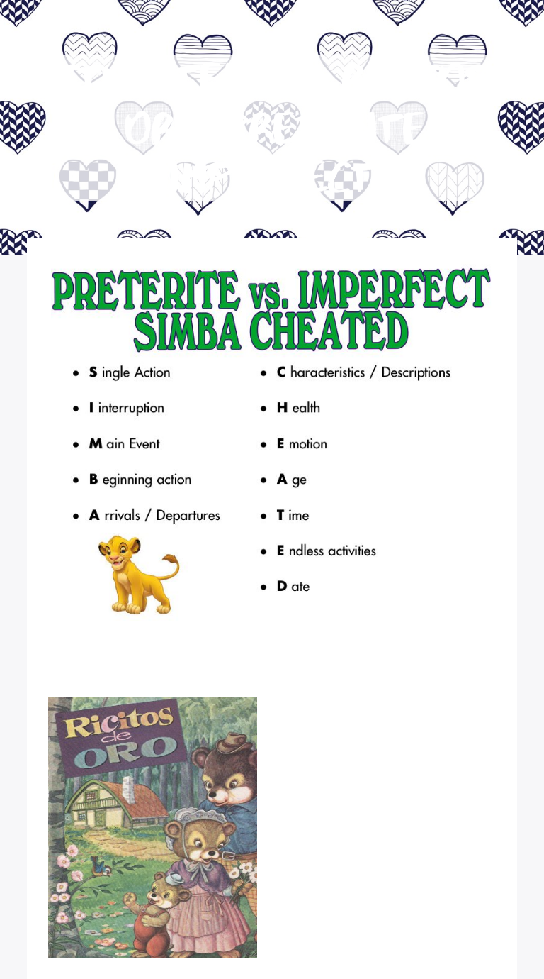 Storytelling Ricitos De Oro Preterite Vs Imperfect Interactive Worksheet By Brandi Molter Wizer Me