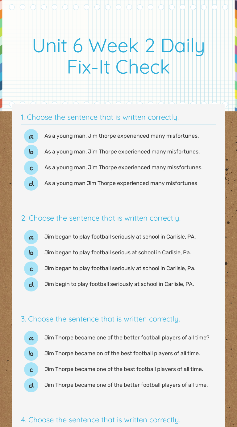 Choose The Sentence That Is Written Correctly Worksheet