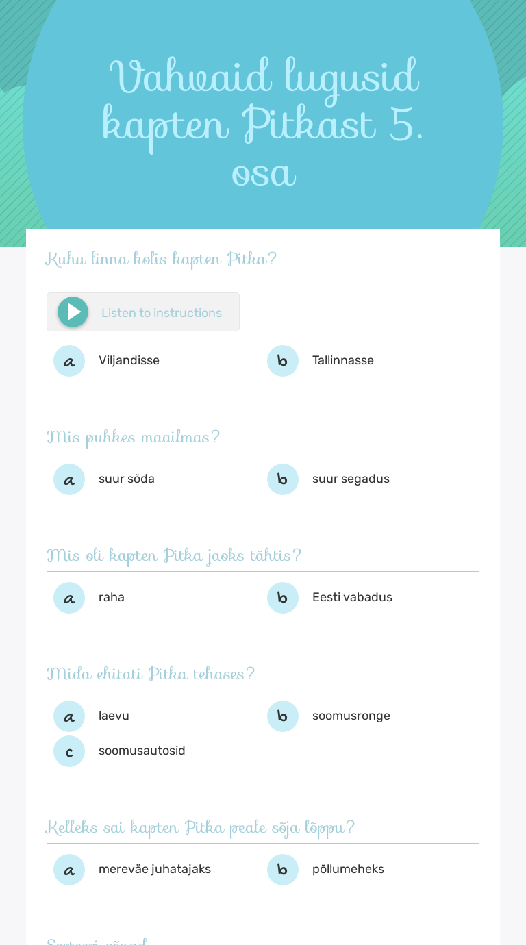 Vahvaid lugusid kapten Pitkast 
5. osa worksheet preview image