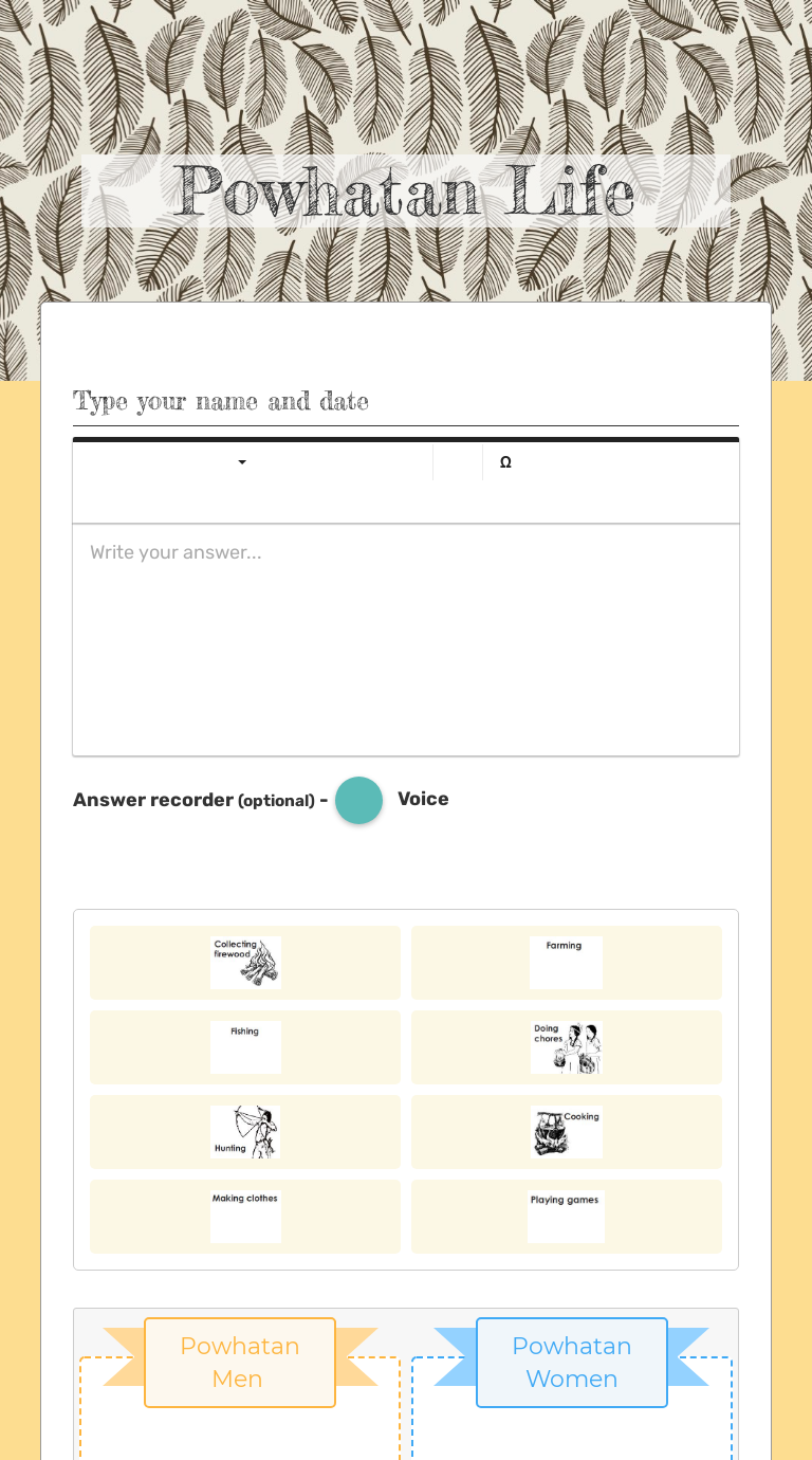 Powhatan Life Grade 1 worksheet preview