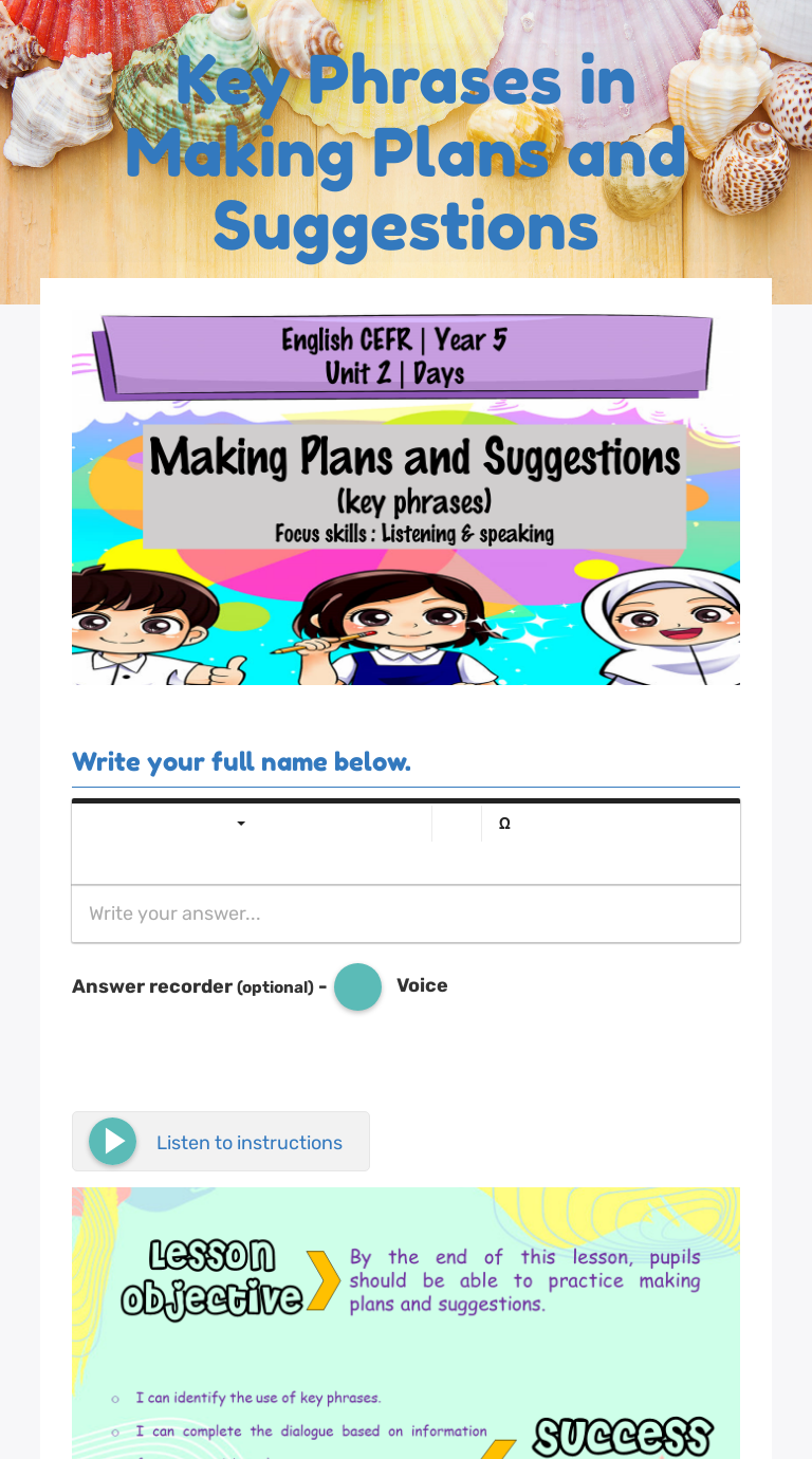 Key Phrases in Making Plans and Suggestions worksheet preview image