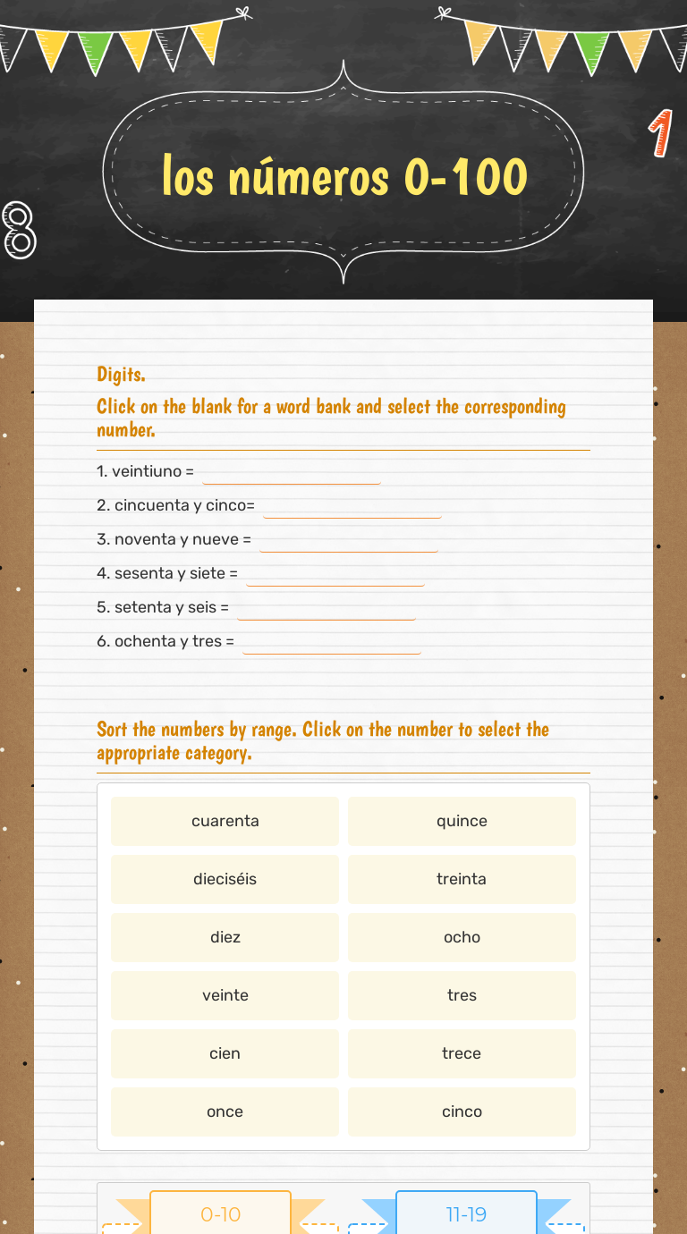 Los Números 0 100 Interactive Worksheet By Ruby Juarez Wizerme 5114