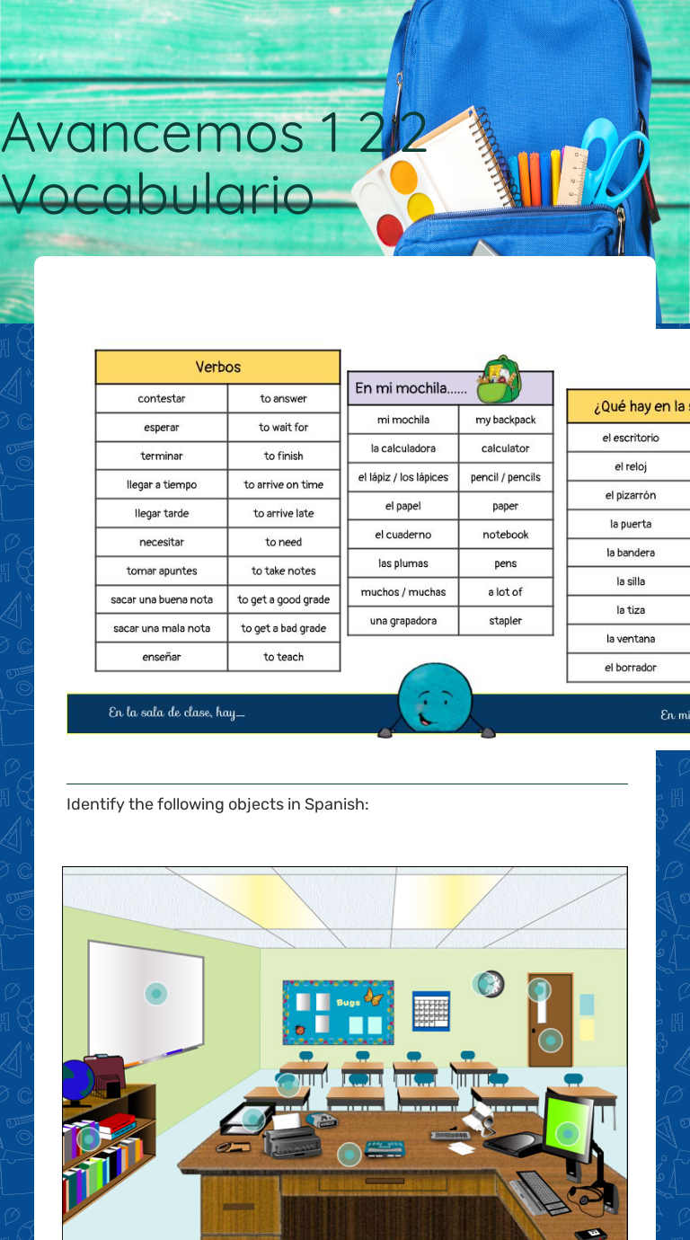 Avancemos 1 Workbook Printable Worksheet