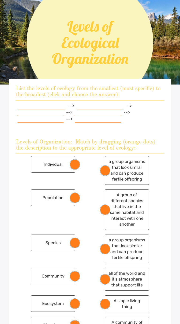 Levels of Ecological  Organization  Interactive Worksheet by In Levels Of Ecological  Organization Worksheet