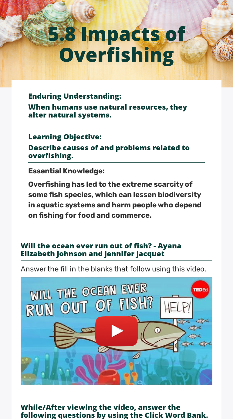 5.8 Impacts of Overfishing worksheet preview image