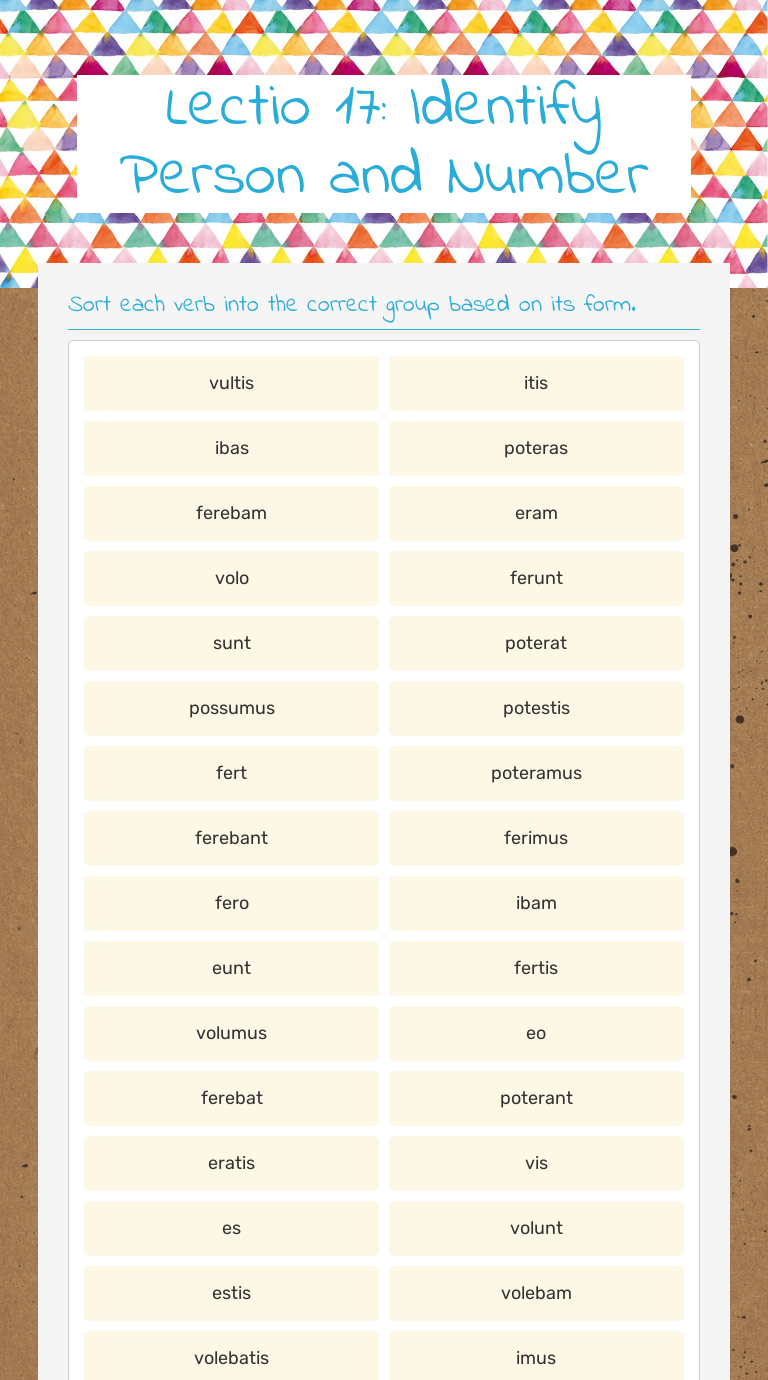 Lectio 17: Identify Person and Number worksheet preview