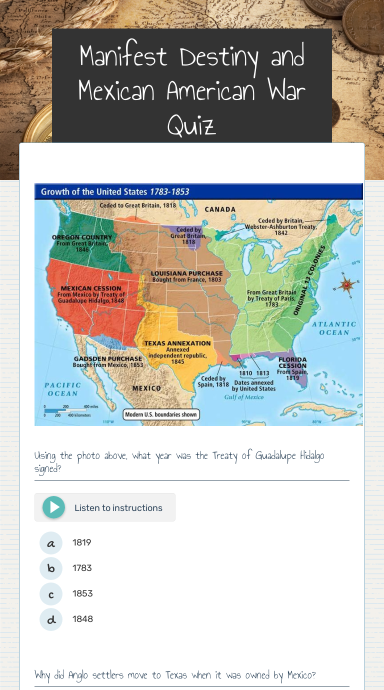 Manifest destiny worksheet