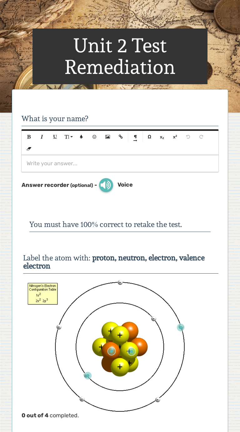 Unit 25 Test Remediation  Interactive Worksheet  Wizer.me Within Valence Electrons Worksheet Answers