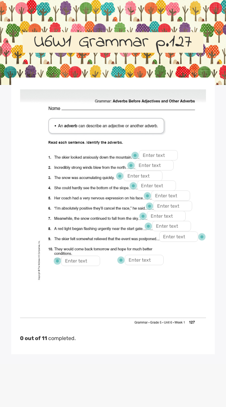 U6W1 Grammar p.127 worksheet preview image