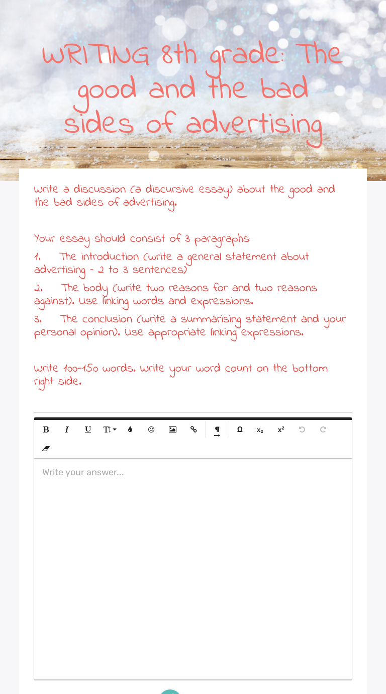 Writing 8th Grade The Good And The Bad Sides Of Advertising Interactive Worksheet By Nikolina Barbalic Wizer Me