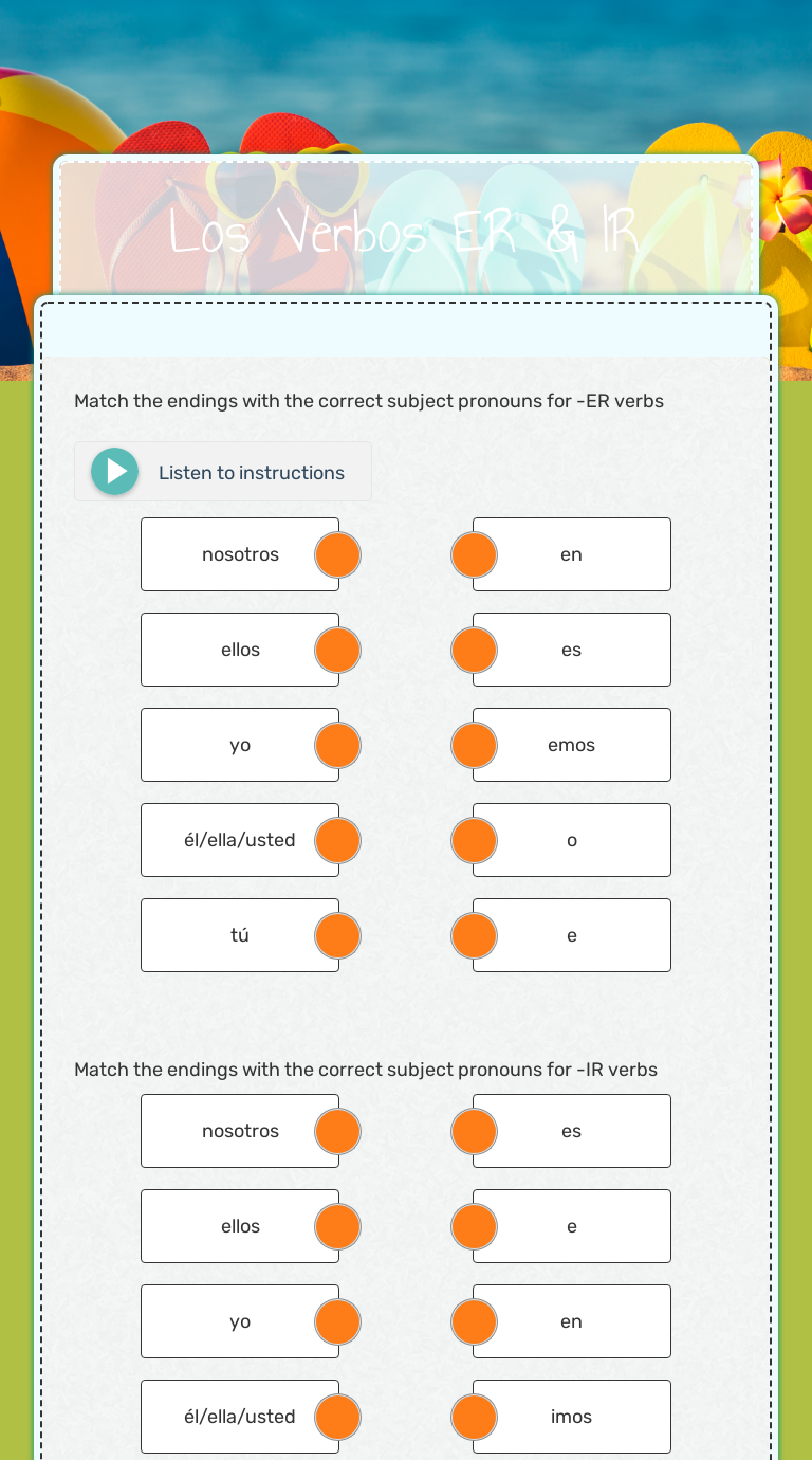 Los Verbos Worksheet