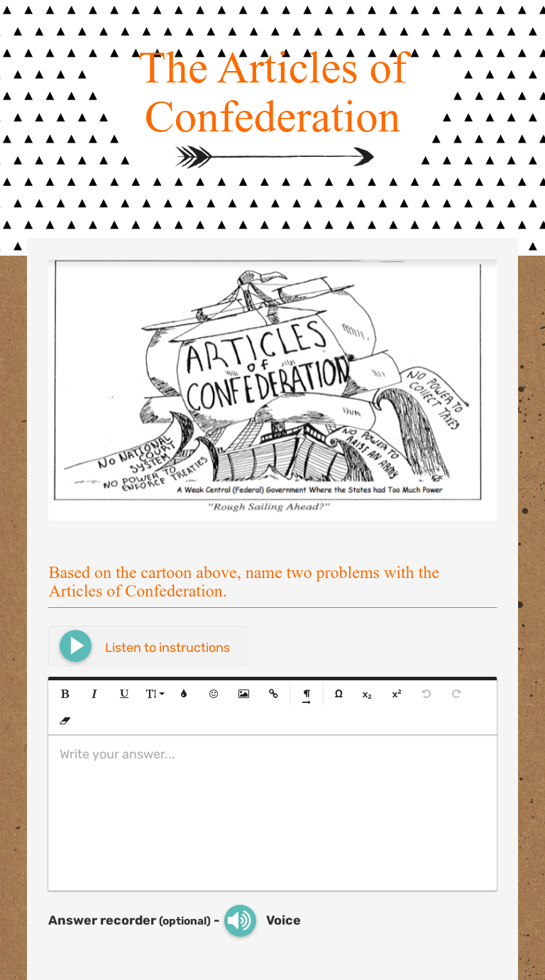 The Articles of Confederation  Interactive Worksheet by Holly With Articles Of Confederation Worksheet