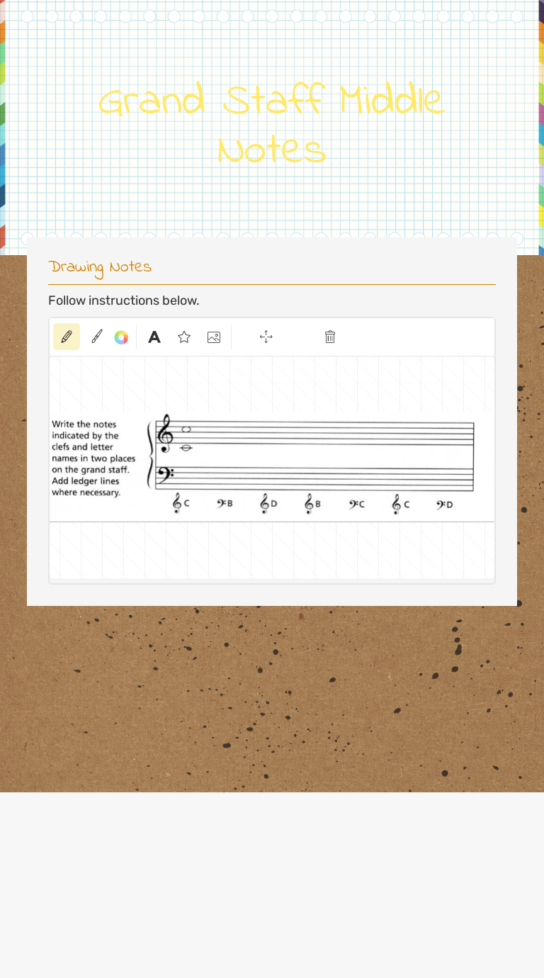 Grand Staff Middle Notes worksheet preview image