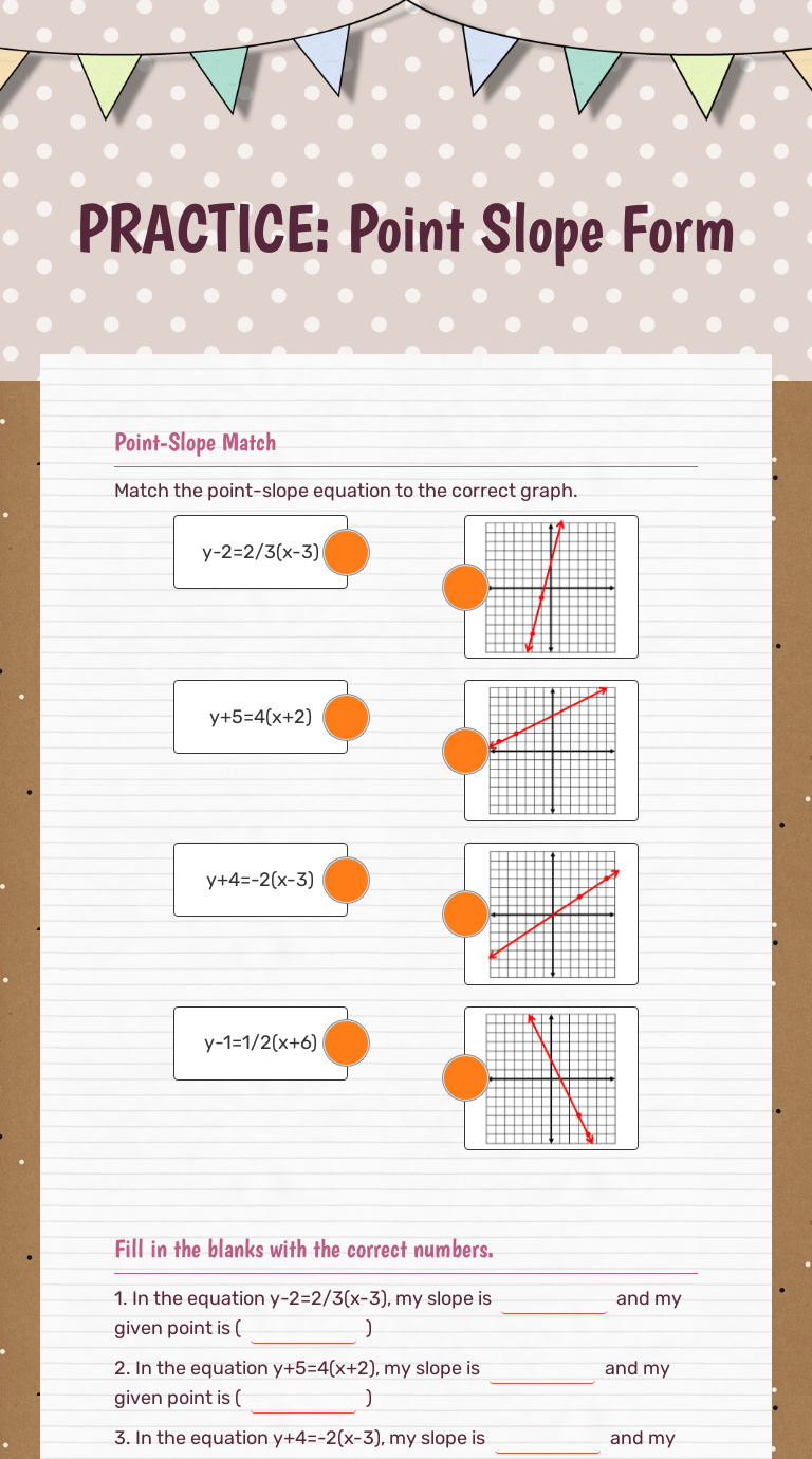 Practice Point Slope Form Interactive Worksheet By Joshua Raglon Wizer Me