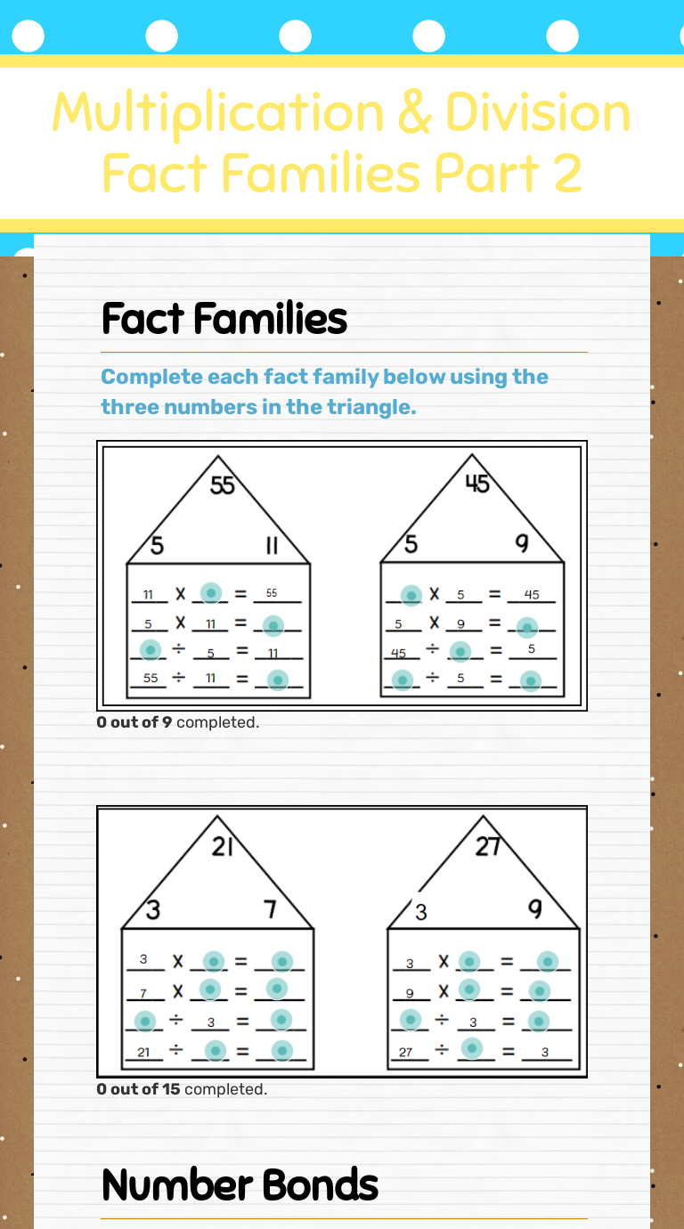 multiplication division fact families part 2 interactive worksheet by cynthia dortch wizer me