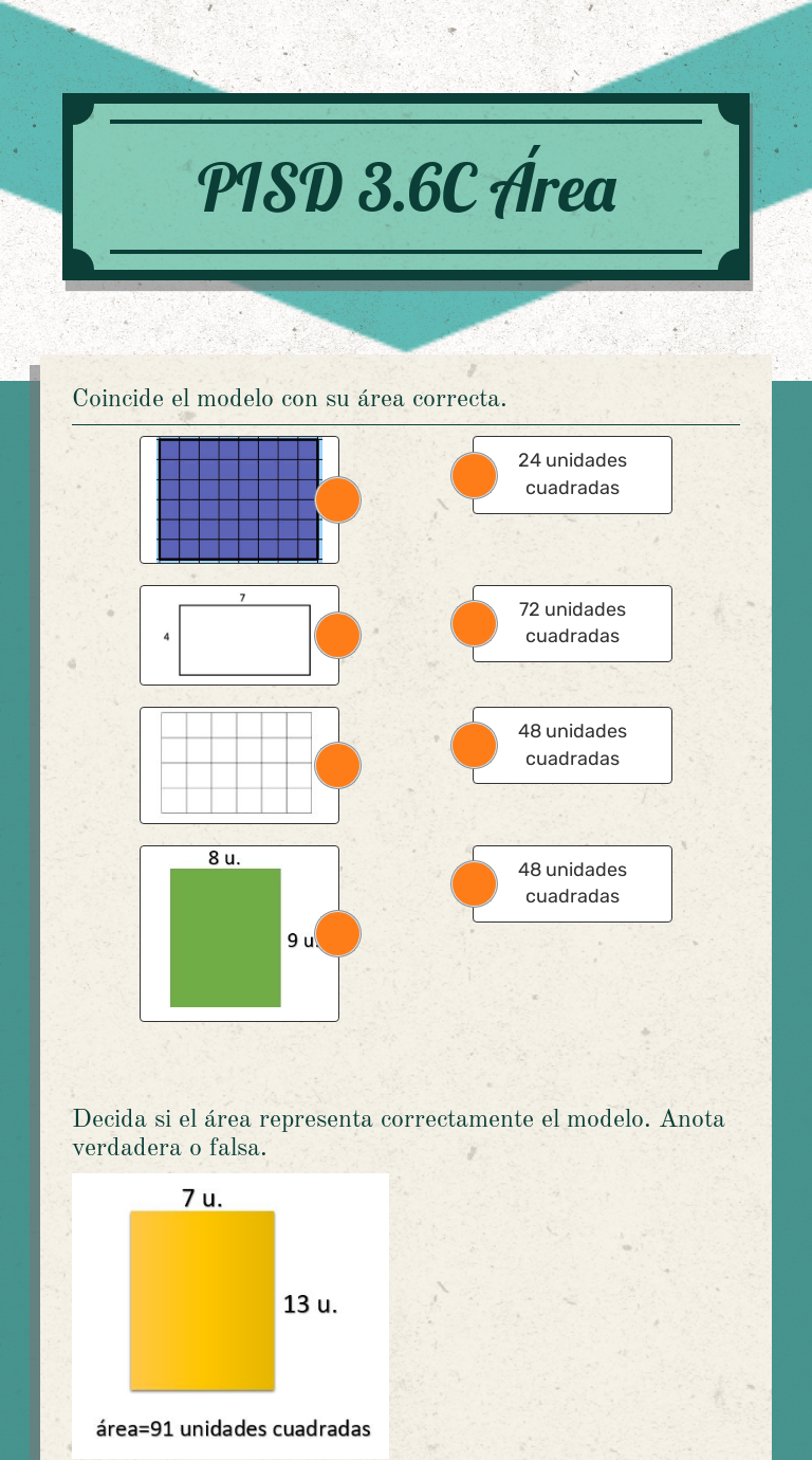 PISD 3.6C Área Grade 3 worksheet preview